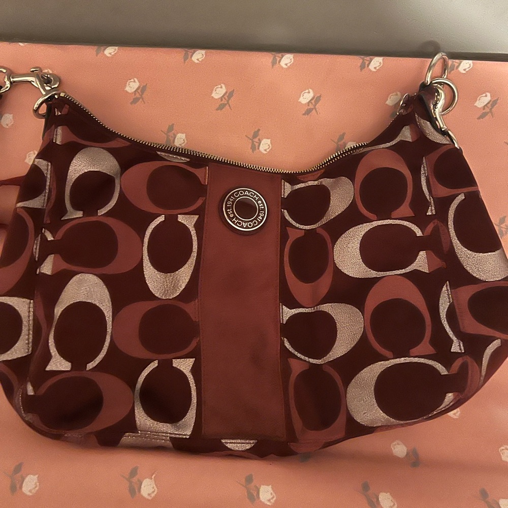 Coach Red Shoulder Bag with Signature Style